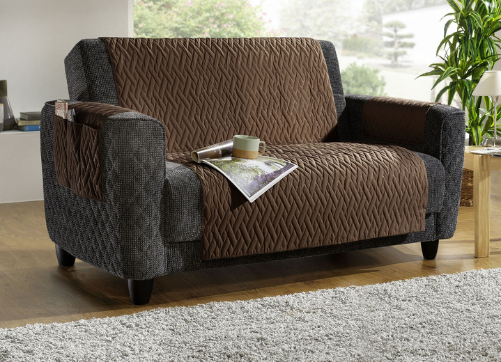 Sessel- & Sofaüberwürfe - Wasserdichte Schoner – Schutzauflage, in Größe 101 (Sesselschoner, 50x150 cm) bis 865 (2 Armlehnenschoner, 38x 55 cm), in Farbe BRAUN Ansicht 1
