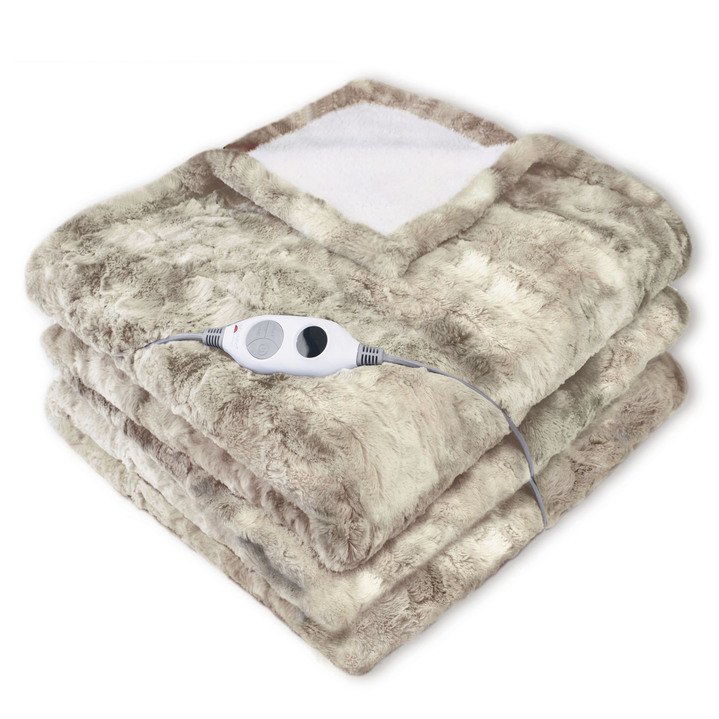 Decken - XXL-Heizdecke in Lammfell-Optik, in Farbe BEIGE Ansicht 1