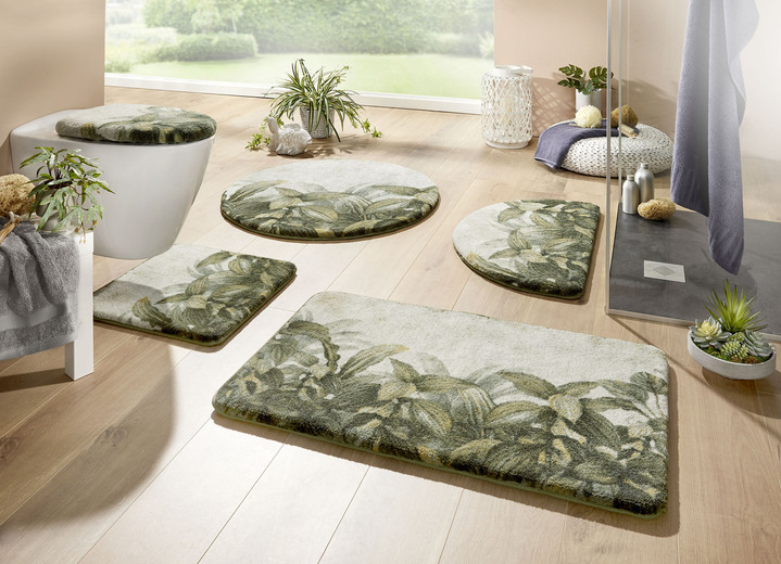 Badgarnituren - Badvorleger, auch besonders für Rollstuhl und Rollator geeignet, in Größe 100 (Vorleger halbrund, 50/ 80 cm) bis 112 (Motiv-WC-Deckelbezug, 47/ 50 cm), in Farbe GRÜN Ansicht 1