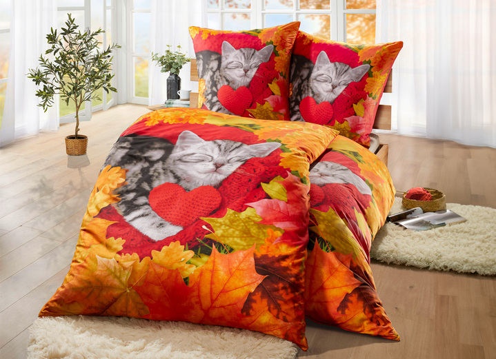 Bettwäschegarnituren - Herbstliche Bettwäsche-Garnitur in Microfaser-Qualität, in Farbe MULTICOLOR Ansicht 2