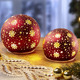 Weihnachtliche Dekorationen - Batteriebetriebene, beleuchtete Kugeln, 2er-Set, aus Glas, in Farbe ROT