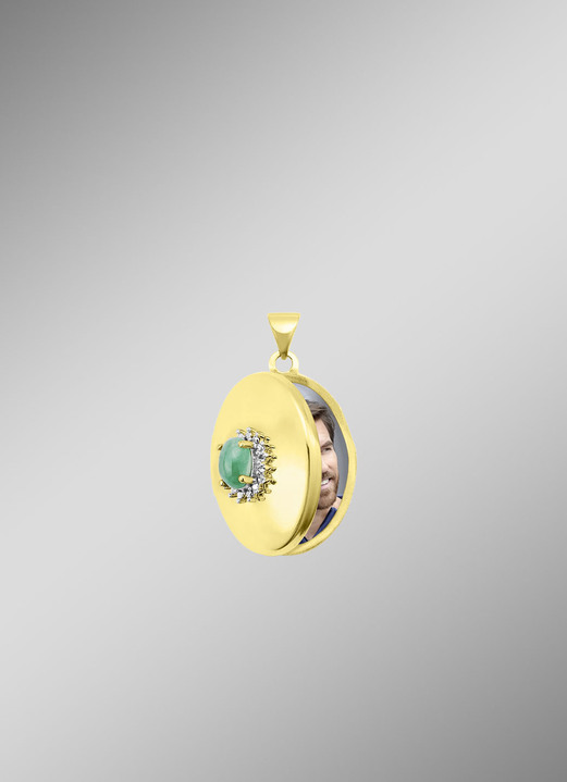 Anhänger - Vergoldetes Medaillon zum Öffnen, in Farbe  Ansicht 2