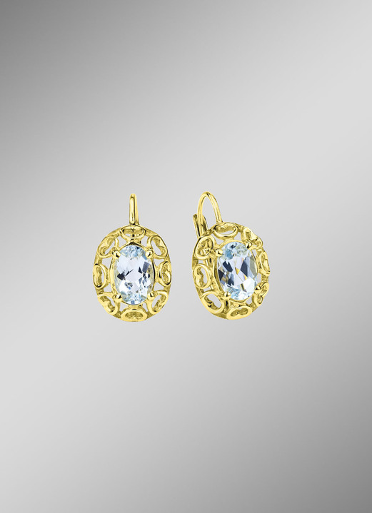 Ohrschmuck - Durchbrochene Ohrringe mit Blautopas, in Farbe  Ansicht 1