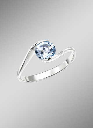 Damenring aus Platin mit Aquamarin
