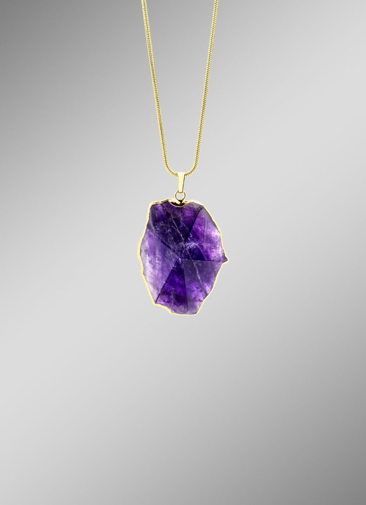 Anhänger - Echt Amethyst Anhänger mit Kette, in Farbe  Ansicht 1