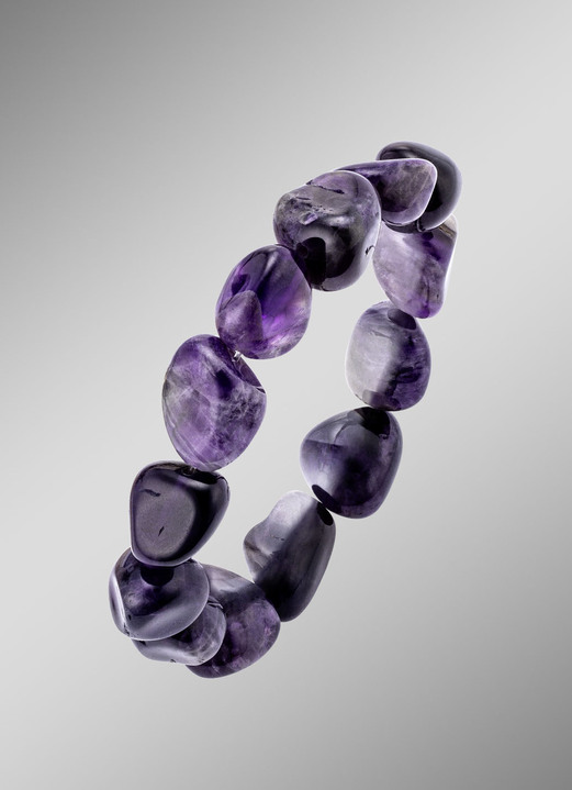 Armbänder - Elastisches Armband aus echtem Amethyst, in Farbe  Ansicht 1