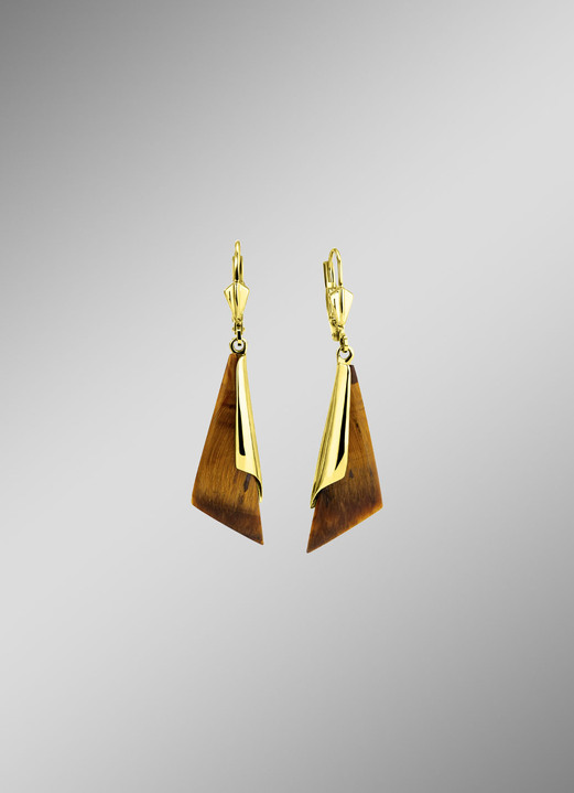 Ohrschmuck - Ohrringe aus Gold mit Tigerauge, in Farbe  Ansicht 1