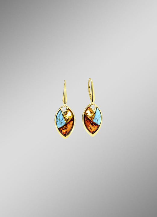 Ohrschmuck - Exquisite Ohrringe mit Türkis und Bernstein, in Farbe  Ansicht 1