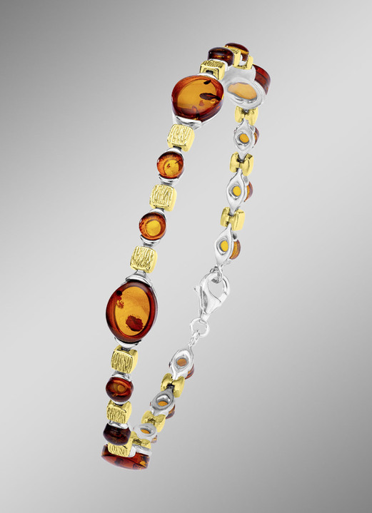 Armbänder - Bernstein-Armband aus Silber, in Farbe  Ansicht 1
