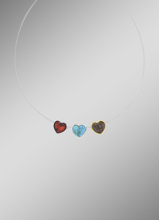 Anhänger - Herz-Anhänger mit Türkis, in Farbe  Ansicht 2