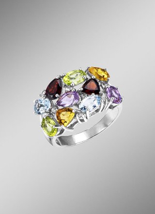 Eleganz in Silber: Damenring mit Edelsteinen