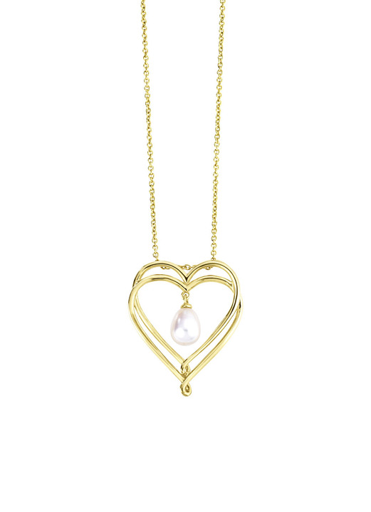 Anhänger - Herz-Anhänger mit Süßwasser-Zuchtperle und Ankerkette, in Farbe  Ansicht 2