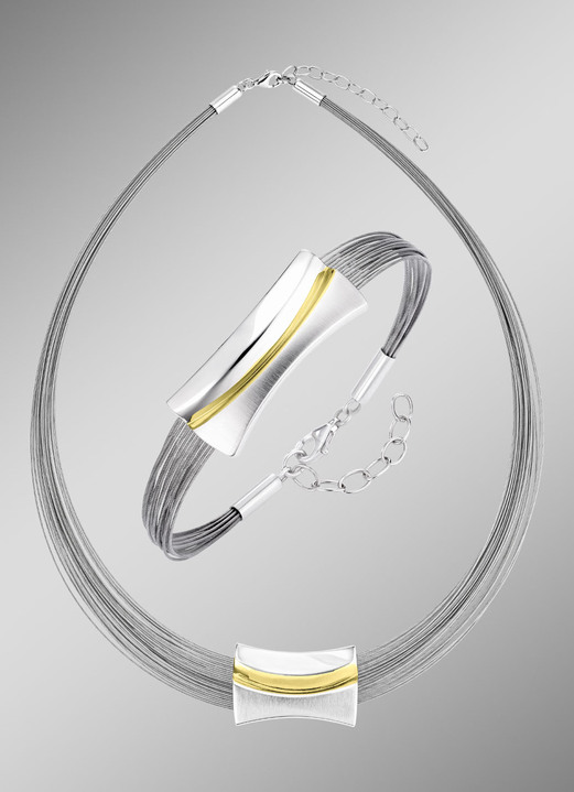 Armbänder - Moderne Garnitur in Bicolor aus Silber 925/- fein und Stahl, in Farbe , in Ausführung Armband Ansicht 3
