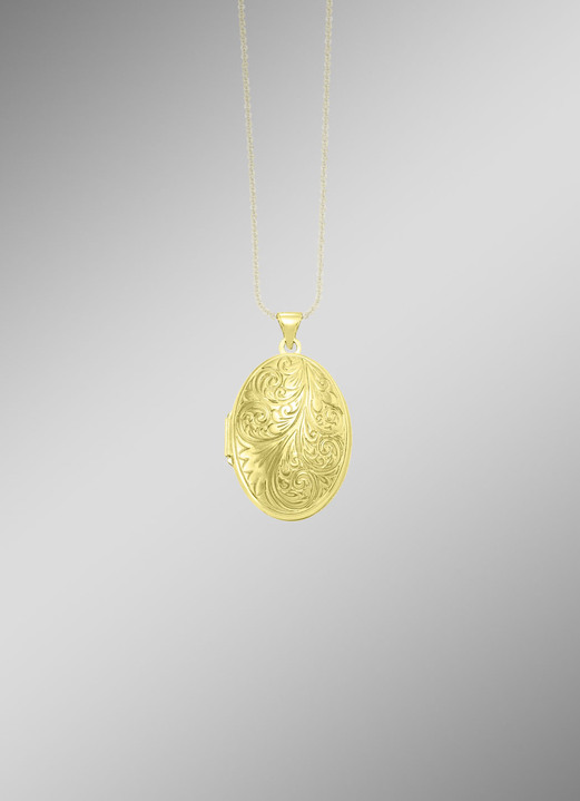 Anhänger - Elegantes, vergoldetes Medaillon aus Silber 925/- fein, in Farbe  Ansicht 1