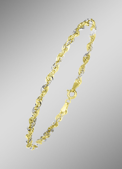 Halsketten - Stilvolle Kordelketten-Garnitur aus Gold 585/- fein, in Farbe , in Ausführung Armband Ansicht 1