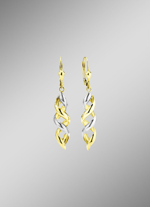 Ohrschmuck - Eleganz in Bewegung: Bicolor-Ohrringe aus Gold 375/- fein, in Farbe  Ansicht 1