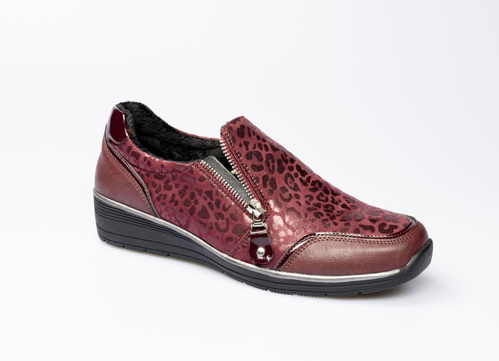 Gesundheitsschuhe - Stylischer Halbschuh im Leo-Look, in Größe 036 bis 042, in Farbe BORDEAUX Ansicht 1