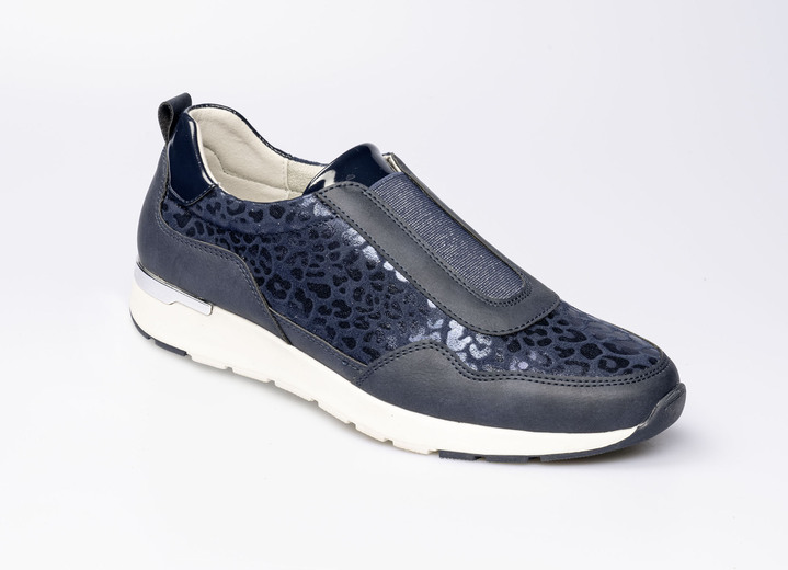 Slipper & Schnürschuhe - Modischer Stretch-Sneaker im Leo-Look Slipper & Schnürschuhe - Modischer Stretch-Sneaker im Leo-Look, in Größe 036 bis 042, in Farbe BLAU