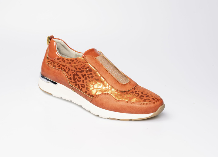 Slipper & Schnürschuhe - Modischer Stretch-Sneaker im Leo-Look Ansicht 4 Slipper & Schnürschuhe - Modischer Stretch-Sneaker im Leo-Look, in Größe 036 bis 042, in Farbe BLAU Ansicht 4
