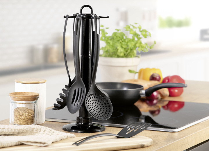 - Küchenhelfer-Set, 7-teilig, zum Kochen, Braten und Servieren, in Farbe SCHWARZ
