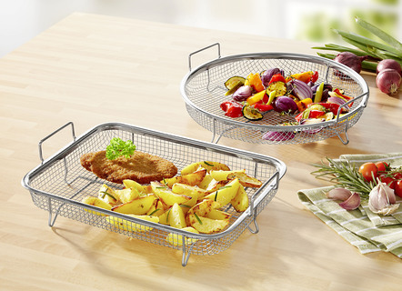 Grillkorb-Set, 2-teilig, aus rostfreiem Edelstahl