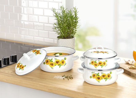 Topf-Set aus widerstandsfähiger Carbonstahl-Emaille