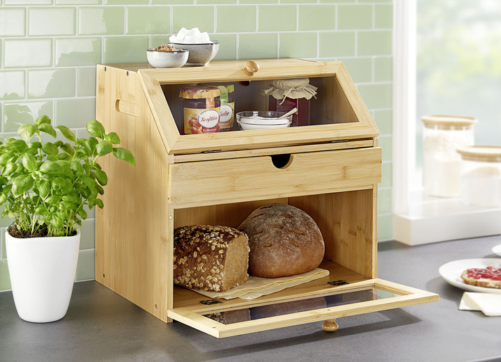 Haushaltshelfer - Backwaren-Theke für das Frühstücksbuffet zu Hause, in Farbe BRAUN, in Ausführung Backwaren-Theke mit Schublade Ansicht 1