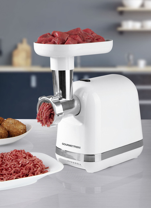 Küchengeräte - Fleischwolf mit Edelstahlschneide, in Farbe WEISS Ansicht 2