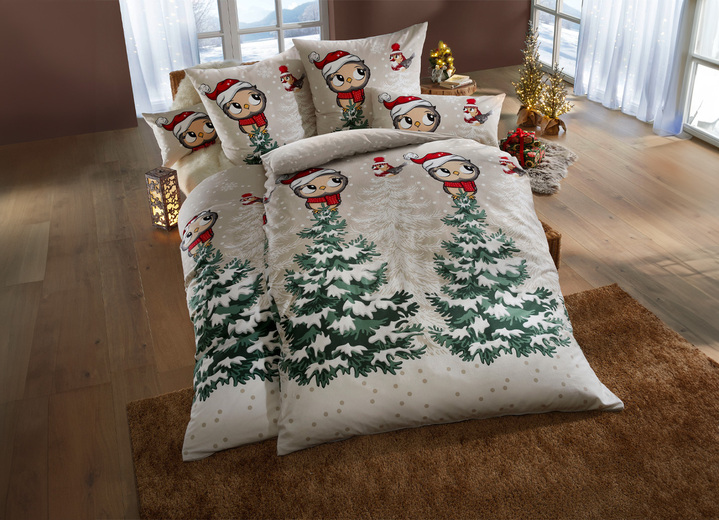 Weihnachten - Soft-Biber Bettwäsche-Garnitur, in Größe 111 (40x80 cm + 135x200 cm) bis 115 (80x80 cm + 155x220 cm), in Farbe MULTICOLOR Ansicht 1