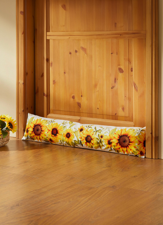 - Zugluftrolle mit Sonneblumen-Motiv, in Farbe GELB-GRÜN