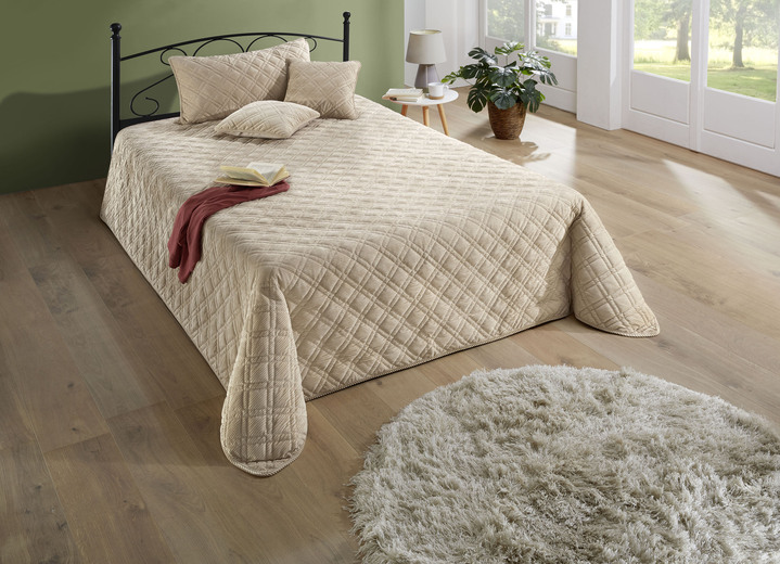 Tagesdecken - Tagesdecken in Cordoptik-Optik, in Größe 873 (für Einzelbett, 140/210) bis 924 (Kissenbezug, 40/80), in Farbe NATUR Ansicht 6