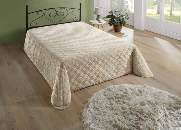 Tagesdecken - Tagesdecken in Cordoptik-Optik, in Größe 873 (für Einzelbett, 140/210) bis 924 (Kissenbezug, 40/80), in Farbe NATUR Ansicht 5