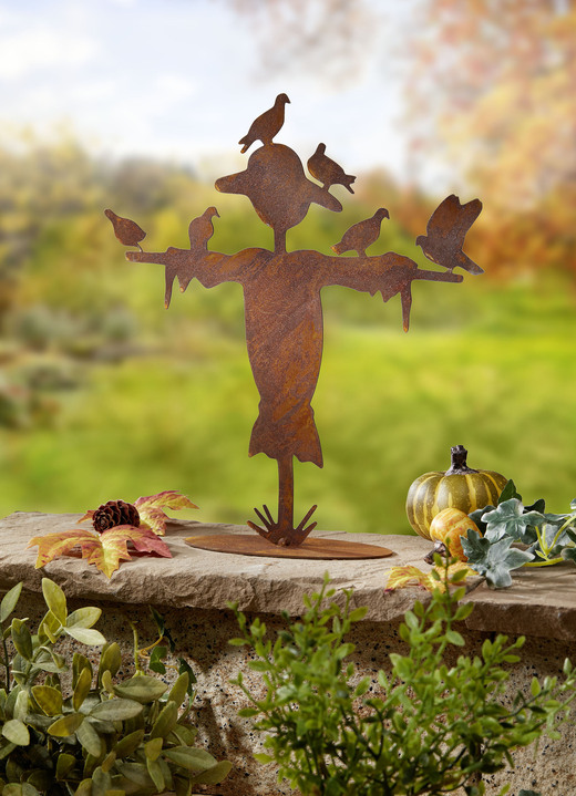 Gartendekoration - Vogelscheuche aus gerostetem Stahlblech, in Farbe ROST