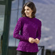Langarm - Shirt mit Stehkragen in 2 Farben – Farbe BEERE – Ansicht 1 Langarm - Shirt mit Stehkragen in 2 Farben, in Größe 034 bis 052, in Farbe BEERE – Farbe BEERE – Ansicht 1