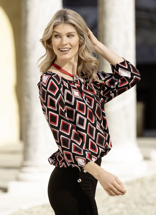 Tuniken - Tunika mit farbbrillantem Druck, in Größe 036 bis 052, in Farbe SCHWARZ-BUNT Ansicht 2