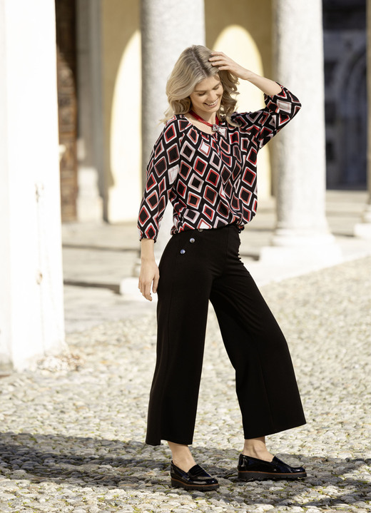 Tuniken - Tunika mit farbbrillantem Druck, in Größe 036 bis 052, in Farbe SCHWARZ-BUNT Ansicht 3