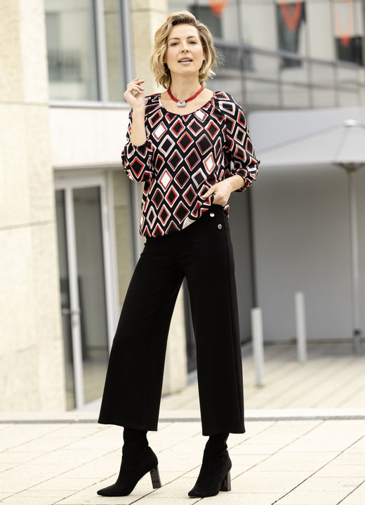 culotten - Culotte mit Zierknöpfen, in Größe 018 bis 052, in Farbe SCHWARZ Ansicht 3