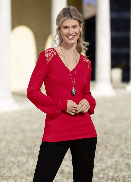 Tuniken - Unifarbene Shirt-Tunika, in Größe 036 bis 054, in Farbe ROT Ansicht 2