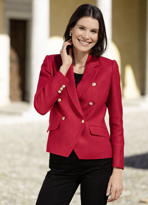Blazer - Kurzblazer mit Baumwolle Blazer - Kurzblazer mit Baumwolle, in Größe 034 bis 052, in Farbe ROT