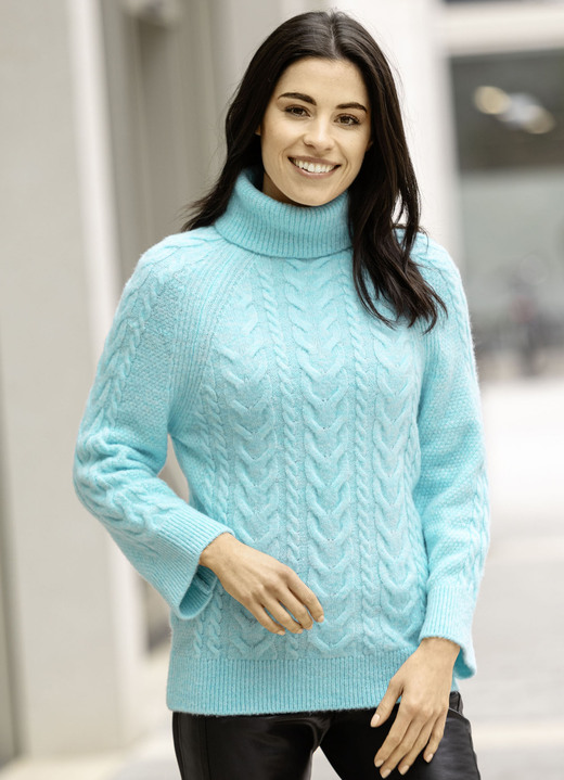 Basics - Pullover in Strukturmix, in Größe L(44/46) bis XXL(52/54), in Farbe EISBLAU MELIERT Ansicht 2