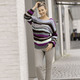 Langarm - Pullover in Garnmix – Farbe GRAU-LILA-MULTICOLOR – Ansicht 3 Langarm - Pullover in Garnmix, in Größe L(44/46) bis XS(32/34), in Farbe GRAU-LILA-MULTICOLOR – Farbe GRAU-LILA-MULTICOLOR – Ansicht 3