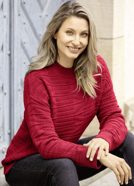 Basics - Pullover in Strukturmix Ansicht 3 Basics - Pullover in Strukturmix, in Größe 036 bis 050, in Farbe AZURBLAU Ansicht 3