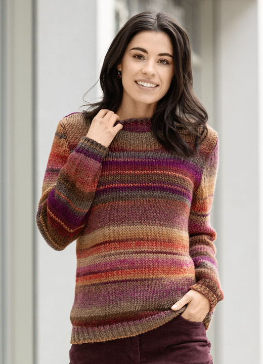 Langarm - Pullover mit Schurwolle Ansicht 2 Langarm - Pullover mit Schurwolle, in Größe L(44/46) bis XS(32/34), in Farbe ORANGE-BEERE-MULTICOLOR Ansicht 2