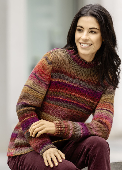 Langarm - Pullover mit Schurwolle Ansicht 3 Langarm - Pullover mit Schurwolle, in Größe L(44/46) bis XS(32/34), in Farbe ORANGE-BEERE-MULTICOLOR Ansicht 3