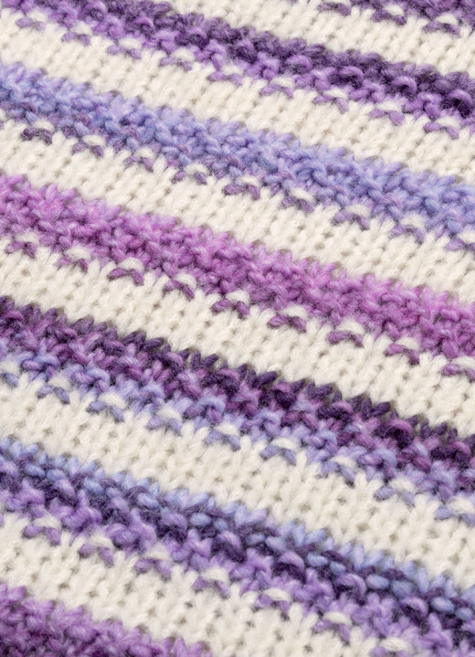 Langarm - Pullover in Streifendessin, in Größe L(44/46) bis XXL(52/54), in Farbe ECRU-LILA-FLIEDER Ansicht 3