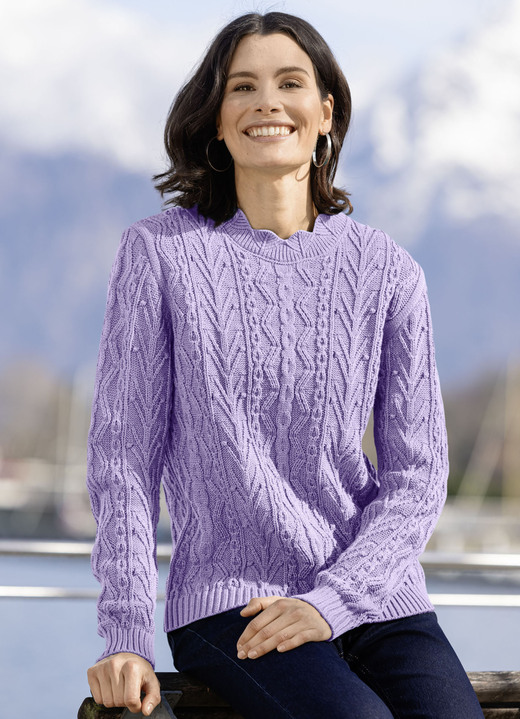 Basics - Pullover in Strukturmix, in Größe 036 bis 052, in Farbe FLIEDER Ansicht 1