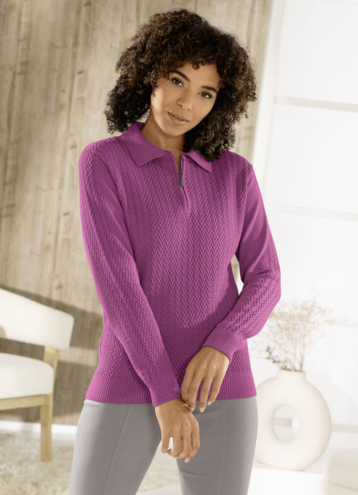 Basics - Pullover mit Schurwolle, in Größe 036 bis 052, in Farbe BEERE Ansicht 1