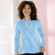 Basics - Pullover mit Strukturmix – Farbe BLEU – Ansicht 2 Basics - Pullover mit Strukturmix, in Größe 038 bis 054, in Farbe ROT – Farbe BLEU – Ansicht 2
