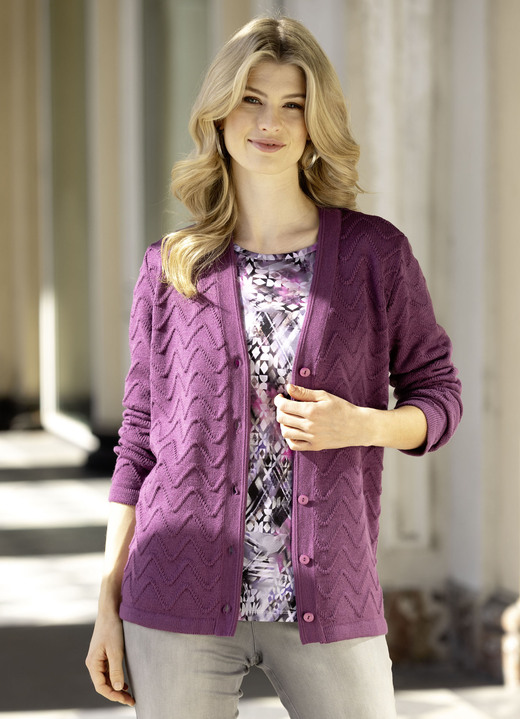 Basics - Strickjacke mit dekorativer Struktur Basics - Strickjacke mit dekorativer Struktur, in Größe 038 bis 054, in Farbe MAUVE