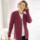 Basics - Strickjacke in sehr flauschiger Qualität – Farbe BEERE MELIERT – Ansicht 2 Basics - Strickjacke in sehr flauschiger Qualität, in Größe L(44/46) bis XXL(52/54), in Farbe BEERE MELIERT – Farbe BEERE MELIERT – Ansicht 2
